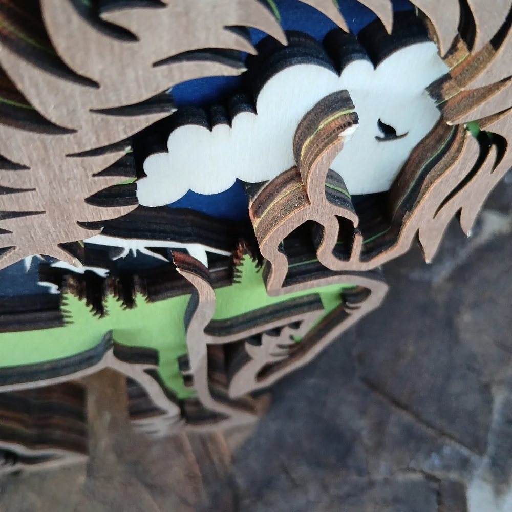 Wooden Horse Lazercut Mulit-layer Sculpture Decor Wall Hanging Scenic Montana